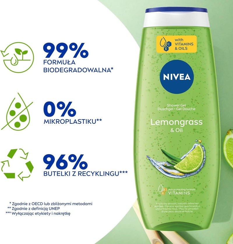Nivea Fresh Shower Lemongrass & Oil Skin Protecting Formula with Vitamins 250ML - Image 3